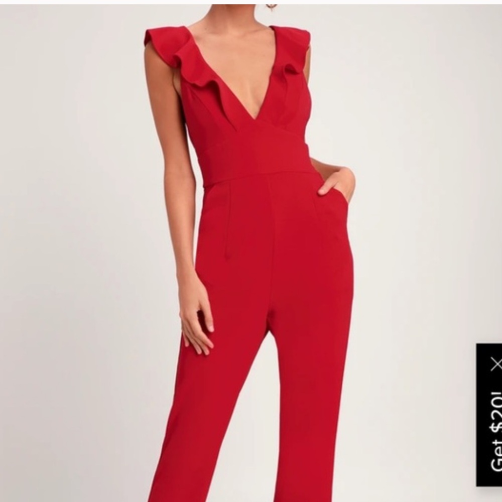 Lulu’s Leilani Red Ruffle Jumpsuit